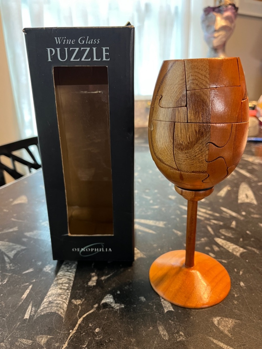 Wooden Wine Glass Puzzle — Brown